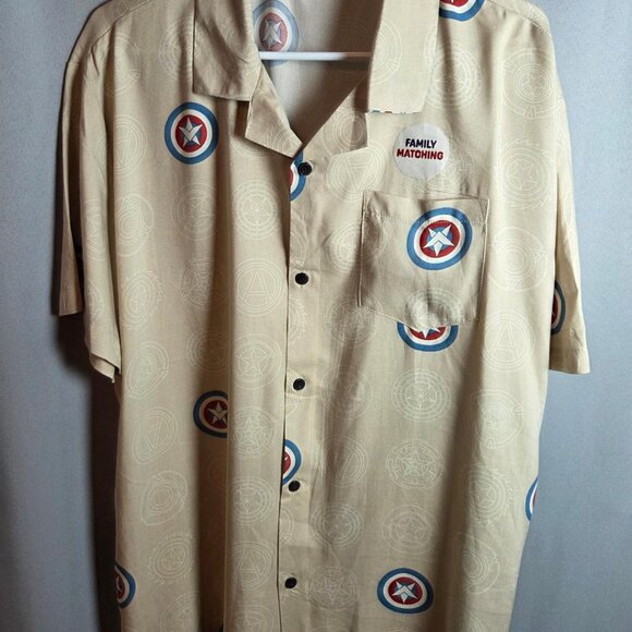 Captain America Marvel Shirt Men’s Short Sleeve Button Down Collar Size XL/TG/EG - Picture 9 of 13